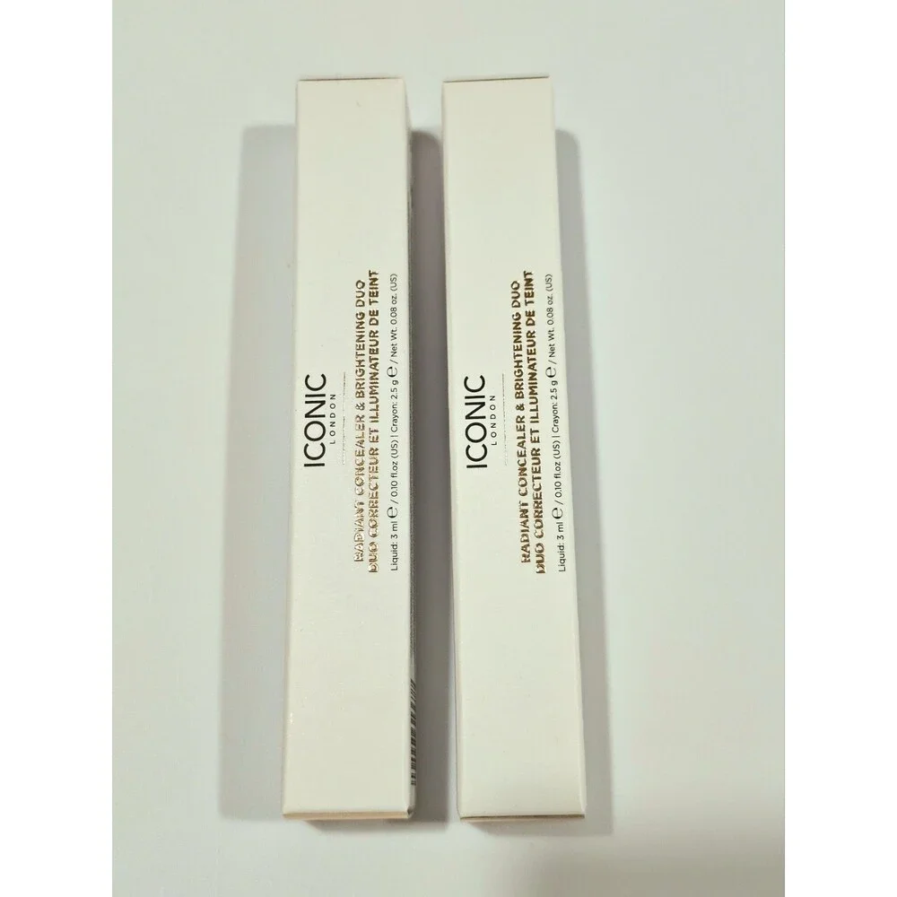 x2 - ICONIC LONDON Radiant Concealer & Brightening Duo  BNIB Golden Deep